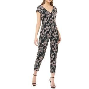 NWT - JS Collections - FLORAL CREPE V-NECK JUMPSUIT - Size 16